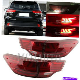 USテールライト トヨタハイランダーのための赤いLEDテールライトリアランプキット2014-18 Red LED Tail Light Rear Lamps Kit For Toyota Highlander 2014-18 2019 Outer Inner