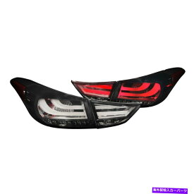 USテールライト Hyundai Elantra 2011-2013アナゾブラック/スモークファイバーLEDテールライト For Hyundai Elantra 2011-2013 Anzo Black/Smoke Fiber Optic LED Tail Lights