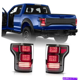 USテールライト 17-20 F-150ラプターレッドクリアフルLED光ファイバートロンスタイルのテールライト For 17-20 F-150 Raptor Red Clear Full LED Fiber Optic Tron Style Taillights
