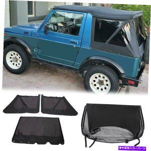 Soft Top 1986-1994��ؕ��m�T�����C�̃Z���E�N���X�������\�t�g�g�b�v�� For 1986-1994 Suzuki SAMURAI Sailcloth Replacement Black Soft Top Tinted Windows