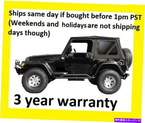 Soft Top W[vwrangler Tĵ߂̍̌̏_炩ƌ㕔F̑97-06 Black replacement Soft Top and Rear Tinted Windows 97-06 FOR Jeep Wrangler TJ