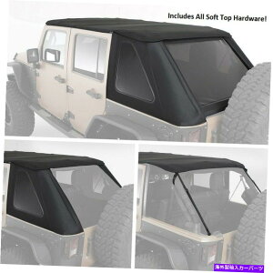 Soft Top 07-18 4�h�A�W�[�v�E���������[jk�̂��߂�Smittybilt���S�Ȃʂ�����݃\�t�g�g�b�v/�n�[�h�E�F�A/�n�[�h�E�F�A Smittybilt Complete Bowless Soft Top/Hardware For 07-18 4-Door Jeep Wrangler JK�y���s�A���i�z