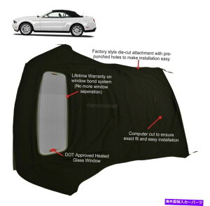 Soft Top �t�H�[�h�}�X�^���O05-14�R���o�[�`�u���\�t�g�g�b�v���f�t���X�^�[�K���X�E�B���h�E�u���b�N�Z���X Ford Mustang 05-14 Convertible Soft Top & Defroster glass window Black Sailcloth