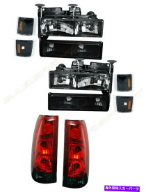 USヘッドライト 黒のヘッドライト+赤い煙タレイトのための1994-1999シボレーC / Kフルサイズ Black Headlights + Red Smoke Taillights for 1994-1999 Chevrolet C/K Full Size
