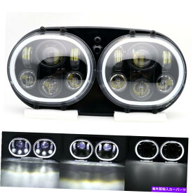 USヘッドライト 道路グライド2004-2013天使の目が付いているモト二重LEDのヘッドライトHalo DRL Kit For Road Glide 2004-2013 Moto Dual LED Headlight with Angel Eyes Halo DRL