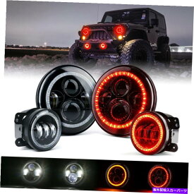 USヘッドライト Xprite 7 "インチ90W LEDヘッドライト＆フォグライトキット赤ハロー Xprite 7" Inch 90W LED Headlight & Fog Light Kit Red Halo for Jeep Wrangler JK