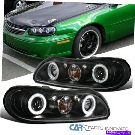 USヘッドライト Chevy 97-03 Malibu Black LED DRL Haloプロジェクターヘッドライトヘッドランプ左+右 Chevy 97-03 Malibu Black LED DRL Halo Projector Headlights Head Lamps Left+Right