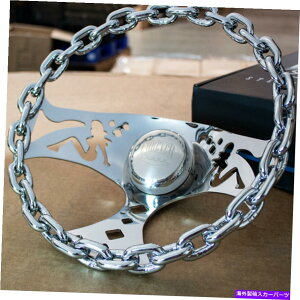 horns 11 "ꂽz[{^-3z[Ŗꂽ`F[XeAOzC[sibvX|[N 11" Polished Chain Steering Wheel Pin-up Spoke with Engraved Horn Button-3 Hole