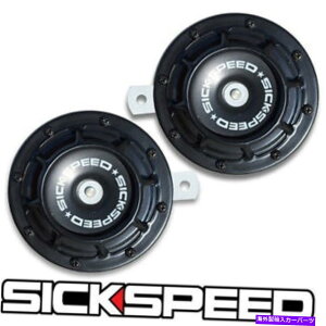 horns SickSpeed 2 PC�u���b�N�X�[�p�[���E�h�R���p�N�g�d�C�u���X�g�g�[���z�[���J�[SUV 12V P23 SICKSPEED 2PC BLACK SUPER LOUD COMPACT ELECTRIC BLAST TONE HORN CAR SUV 12V P23�y���s�A���i�z