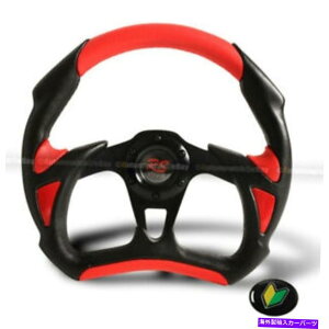 horns ���j�o�[�T���o�g��320mm�u���b�N���b�hPVC���U�[6�z�[���X�e�A�����O�z�C�[���z�[���{�^�� Universal Battle 320MM Black Red PVC Leather 6 Hole Steering Wheel Horn Button�y���s�A���i�z