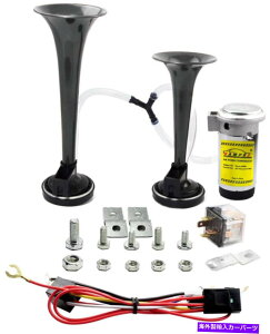 horns 12V 135db�G�A�z�[���f���A���g�����y�^�P�t�B���X�[�p�[���E�h�g���C���T�E���h����̂��鍕 12V 135db Air Horn Dual Trompeta Compresor Super Loud Train Sound Shiny Black�y���s�A���i�z