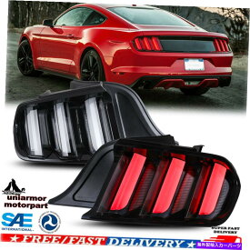 USテールライト 15-20フォードマスタングLEDテールライトシーケンシャルターン信号ランプ光沢ブラック For 15-20 Ford Mustang LED Tail Lights Sequential Turn Signal Lamps Gloss Black