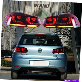 USテールライト VWゴルフのためのLEDテールライト6 MK6 2010-2014チェリーレッドスモークリアランプ LED Tail Lights For VW GOLF 6 MK6 2010-2014 Cherry Red Smoked Rear Lamps