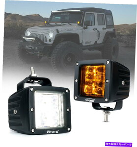 Cピラーバー ジープオフロードトラックのためのオレンジ色のバックライト付きAピラー3インチ立方体LEDスポットライト A-Pillar 3 Inch Cube LED Spot Light w/ Amber Backlight for Jeep Offroad Truck