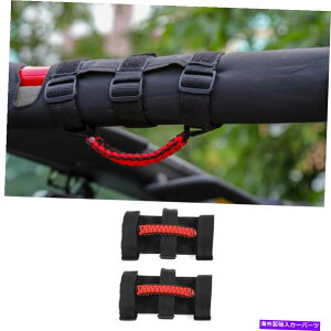 Cs[o[ 2 *OunhObvs[[o[nhubNbĥ߂̃ubNbhJK 2007-17 2*Grab Handle Grip Pillar Roll Bar Handle Black Red for Jeep Wrangler JK 2007-17