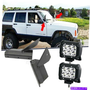 Cs[o[ 4C`18WX|bgLEDCgo[PODS + JEEP`FL[84-01̂߂̃s[}EguPbg 4inch 18W SPOT LED Light Bar Pods+A Pillar Mount Bracket For Jeep Cherokee 84-01