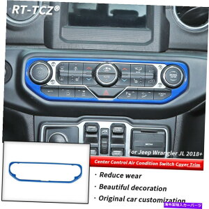 p[c W[vO[JL JT 2018 + Bluê߂̃Z^[GARXCb`Jo[g Center Control Air Condition Switch Cover Trim For Jeep Wrangler JL JT 2018+Blue
