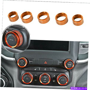 �����p�[�c 2018+ Dodge Ram�̂��߂�5�{�I�����W�F�̃A���Z���u�̃R���\�[��AC���W�I�X�C�b�`�m�u�J�o�[�g���� 5X Orange Al Center Console AC Radio Switch Knob Cover Trim for 2018+ Dodge RAM�y���s�A���i�z