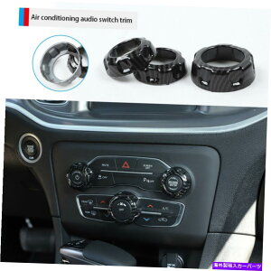 p[c Dodge Charger 2015+ 3PCŜ߂̎Ԃ̃GAR̃I[fBIXCb`{^gJo[ Car Air Conditioning Audio Switch Button Trim Cover for Dodge Charger 2015+ 3pcs