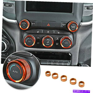 p[c Dodge RAM 2018+IŴ߂̃Z^[R\[ACWIXCb`̃mȗO Center Console AC Radio Switch Knob Trim Decor Ring For Dodge RAM 2018+ Orange