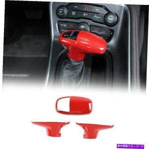 p[c bhMAVtgmuJo[nhXebJ[g15+ Dodge̒ҏ[dT Red Gear Shift Knob Cover Handle Sticker Trim for 15+ Dodge Challenger Charger t
