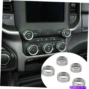 �����p�[�c Dodge RAM 2018 +�p�V���o�[�Z���^�[�R���\�[��AC���W�I�X�C�b�`�m�u�J�o�[�g���������O Silver Center Console AC Radio Switch Knob Cover Trim Ring for Dodge RAM 2018+�y���s�A���i�z