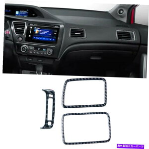 p[c z_VrbNN[y2013-15̂߂3xJ[{t@Co[Rs[GAxgplXebJ[g 3xCarbon Fiber Copilot Air Vent Panel Sticker Trim For Honda Civic Coupe 2013-15