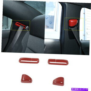 �����p�[�c Dodge Charger 2011-2020�̂��߂̐Ԃ��Y�f�@�ۂ̍��Ȃ̈��S�ȃx���g�̃{�^���J�o�[�̃g���� Red Carbon Fiber Seat Safety Belt Button Cover Trim for Dodge Charger 2011-2020�y���s�A���i�z