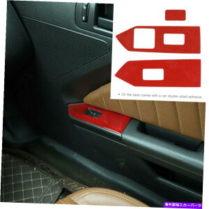 p[c tH[h}X^O2009-2013 M̂߂̐ԂYf@ۂ̃hȂ̏㏸̃XCb`pl̃g Red Carbon Fiber Door Window Lift Switch Panel Trim For Ford Mustang 2009-2013 M
