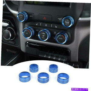 �����p�[�c Dodge RAM 1500 2018 +�u���[�Z���^�[�R���\�[��AC���W�I�X�C�b�`�m�u�J�o�[�g���������O For Dodge RAM 1500 2018+Blue Center Console AC Radio Switch Knob Cover Trim Ring�y���s�A���i�z