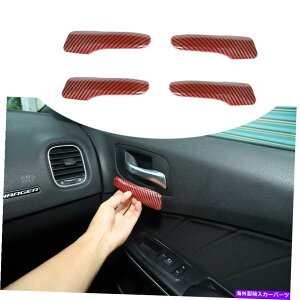 p[c 2011Nȏ̃_bW[d̓̃hAnh̃Jo[gABSԂ̒Yf@4PCS For 2011+ Dodge Charger Inner Door Handles Cover Trim ABS Red Carbon Fiber 4PCS
