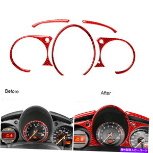 �����p�[�c ���Y370Z 09-20�̂��߂�5�̐Ԃ��Y�f�@�ۊ��N���X�^�[�p�l���̃x�[���̃g���� 5Pcs Red Carbon Fiber Instrument Cluster Panel Bezel Trim For Nissan 370Z 09-20