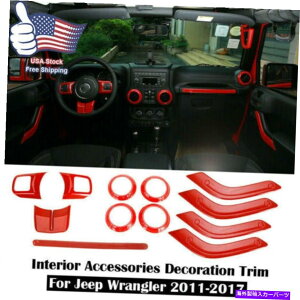 p[c Jeep Trangler JK JKU 2011-17 M̂߂12s[X̐ԂgJo[Lbg 12pcs Red Interior Decoration Trim Cover Kit for Jeep Wrangler JK JKU 2011-17 M