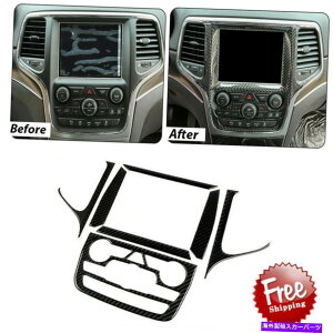 �����p�[�c JEEP�O�����h�`�F���L�[2014+�̂��߂̃u���b�N�J�[�{���t�@�C�o�[GPS�i�r�Q�[�V�����p�l���J�o�[�g���� Black Carbon Fiber GPS Navigation Panel Cover Trim For Jeep Grand Cherokee 2014+