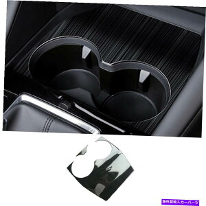 p[c }c_3 axela 2020-2021ubNX`[ԃR\[EH[^[Jbvt[g2s[X For Mazda 3 Axela 2020-2021 Black Steel Middle Console Water Cup Frame Trim 2pcs