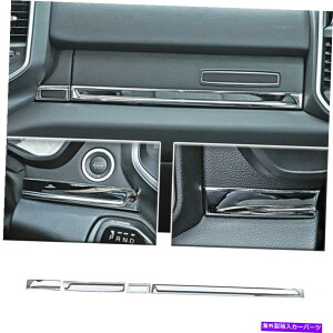 �����p�[�c 4x�Z���^�[�R���\�[���p�l���J�o�[�̑����X�g���b�v1500 2018+�N���� 4x Center Console Panel Cover Trim Decor Strips for Dodge Ram 1500 2018+ Chrome�y���s�A���i�z