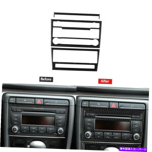 p[c Audi A4 2005-2008̂߂̒Yf@CDRg[pl̃t[Jo[̃g 3Pcs Carbon Fiber CD Control Panel Frame Cover Trim For Audi A4 S4 2005-2008
