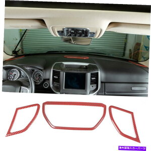 p[c hbWRAM 1500 2018 +ԒYf@ۗpZ^[R\[Xs[J[gJo[t[ Center Console Speaker Trim Cover Frame For Dodge Ram 1500 2018+Red Carbon Fiber