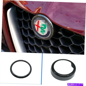 p[c Alfa Romeo Giulia Stelvio 2016+̂߂2̒Yf@ۂ̑O+̃ST[Ng 2pc Carbon Fiber Front+Rear Logo Circle Trim For Alfa Romeo Giulia Stelvio 2016+