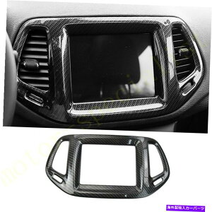 �����p�[�c �W�[�v�R���p�X2017-2019�̂��߂̒Y�f�@�ۂ̓���GPS�̃i�r�Q�[�V�����p�l���̃t���[���̃g���� Carbon Fiber Interior GPS Navigation Panel Frame Trim For Jeep Compass 2017-2019