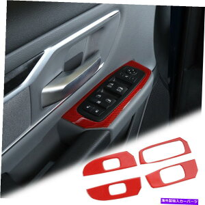 p[c hbWRAM 2018+ԂYf@ۂ̂߂̑̃tgXCb`t[̃g̑XebJ[ Window Lift Switch Frame Trim Decor Sticker For Dodge RAM 2018+ Red Carbon Fiber