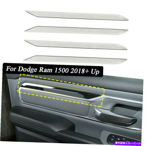 �����p�[�c Dodge Ram 1500 2018+�A�N�Z�T���[�̂��߂�4�{�N�����̓����̃h�A�̑����g�����X�g���b�v 4X Chrome Inner Door Decoration Trim Strips For Dodge Ram 1500 2018+ Accessories