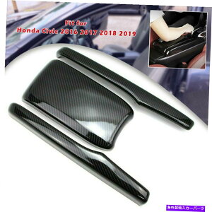 p[c z_VrbN2016-2019̂߂3s[X̐VubNZ^[̒I|Jo[̃g 3pcs New Black Center Storage Armrest Cover Trim For Honda Civic 2016-2019