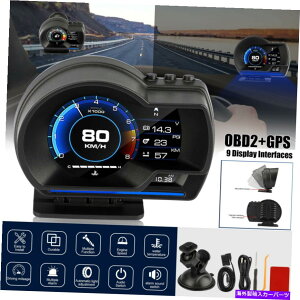 p[c HUD OBD2 + GPSQ[WwbhAbvJ[fW^fBXvCXs[h[^[RPMA[x HUD OBD2+GPS Gauge Head Up Car Digital Display Speedometer RPM Alarm Temp