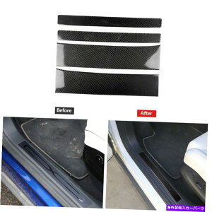 �����p�[�c Tesla Model X 2014-2018�̂��߂�4�{�̒Y�f�@�ۂ̃h�A�p�l���̑����I�ȃJ�o�[�̃g���� 4x Carbon Fiber Doorsill Panel Decorative Cover Trim For Tesla Model X 2014-2018