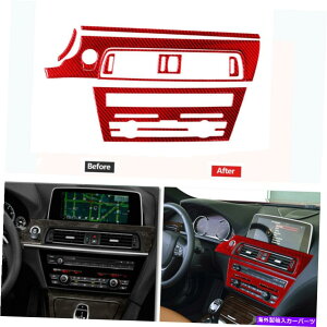 p[c BMW 6V[YF12 F13 11-18̂߂9̐ԂYf@ۂCDRg[pl̃Jo[̃g 9Pcs Red Carbon Fiber CD Control Panel Cover Trim For BMW 6 Series F12 F13 11-18