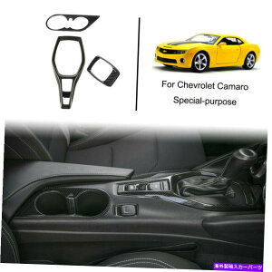�����p�[�c Chevrolet Camaro 2017+�̂��߂�3�̒Y�f�@�ۃM���p�l�����J�b�v�z���_�[�J�o�[�̃g���� 3pcs Carbon fiber Gear Panel & Cup Holder Cover Trim for Chevrolet Camaro 2017+�y���s�A���i�z