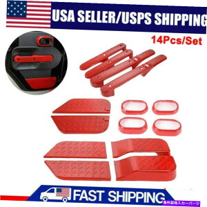 p[c bhO[JK 2007-10̂߂14s[X̐ԂԂ̎hÃgLbgJo[XebJ[ 14Pcs Red Car Interior Door Trim Kit Cover Stickers For Jeep Wrangler JK 2007-10