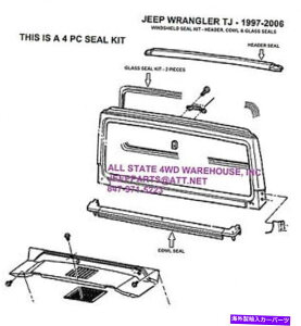 KX tgKXt[wb_[AJEKXV[1997-2006W[vO[TJA4 PCLbg WINDSHIELD FRAME HEADER, COWL & GLASS SEALS 1997-2006 JEEP WRANGLER TJ, 4 PC KIT
