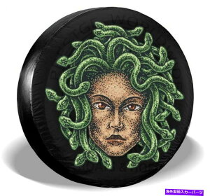 rear wheel tire cover f[TXyA^CJo[hzC[veN^[i΁AA15C`j Medusa Spare Tire Cover Waterproof Wheel Protector (Green,Black,15 inch)